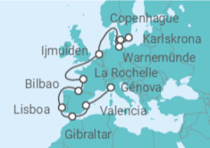 Itinerario del Crucero Alemania, Holanda, España, Portugal, Gibraltar - MSC Cruceros
