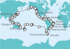 Itinerario del Crucero Vuelta al mundo 2025:  de Miami a Miami - Regent Seven Seas