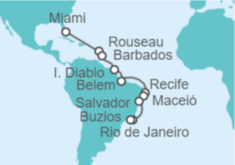 Itinerario del Crucero De Miami a Río de Janeiro  - Regent Seven Seas