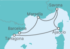 Itinerario del Crucero Francia, Italia - Costa Cruceros