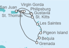 Itinerario del Crucero San Vicente e Islas Granadinas, Saint Maarten, Puerto Rico, Islas Vírgenes - EEUU, Guadalupe, Isl... - WindStar Cruises