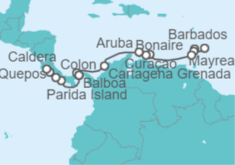Itinerario del Crucero Desde Bridgetown (Barbados) a Caldera (Costa Rica) - WindStar Cruises