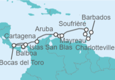 Itinerario del Crucero Desde Balboa (Panamá) a Bridgetown (Barbados) - WindStar Cruises