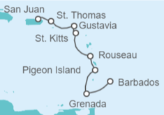 Itinerario del Crucero Islas Vírgenes - EEUU, Guadalupe - WindStar Cruises