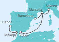 Itinerario del Crucero Francia, Italia, España - Costa Cruceros