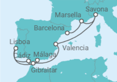 Itinerario del Crucero De Málaga a Barcelona - Costa Cruceros