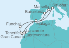 Itinerario del Crucero Mediterráneo e Islas Canarias - Costa Cruceros