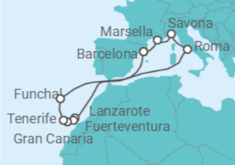 Itinerario del Crucero Islas Canarias - Costa Cruceros