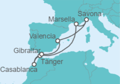 Itinerario del Crucero Italia, Francia, Marruecos, Gibraltar - Costa Cruceros