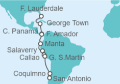 Itinerario del Crucero Desde Fort Lauderdale (Miami) a San Antonio (Santiago de Chile) - Holland America Line