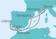 Itinerario del Crucero Gibraltar, España, Italia, Francia - Costa Cruceros