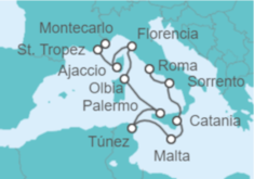 Itinerario del Crucero Rumbo al Mediterráneo - Oceania Cruises
