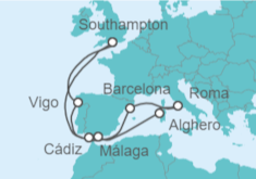 Itinerario del Crucero Mediterráneo y Atlántico - Cunard