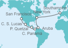 Itinerario del Crucero De Londres a San Francisco - Cunard
