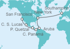 Itinerario del Crucero Canal de Panamá: Southampton a San Francisco - Cunard