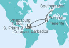 Itinerario del Crucero Caribe desde Southamoton - Cunard