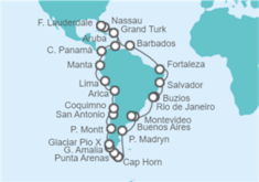 Itinerario del Crucero Cabo de Hornos desde Ft. Lauderdale - Cunard