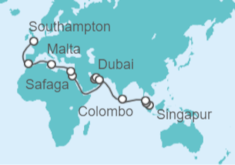 Itinerario del Crucero De Singapur a Londres  - Cunard