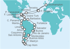 Itinerario del Crucero Descubre América del Sur - Cunard