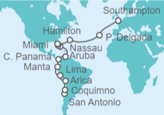 Itinerario del Crucero De San Antonio a Londres - Cunard