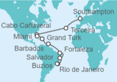 Itinerario del Crucero De Londres a Río de Janeiro - Cunard