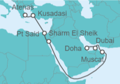 Itinerario del Crucero De la antigua Atenas a la deslumbrante Doha - Celestyal Cruises