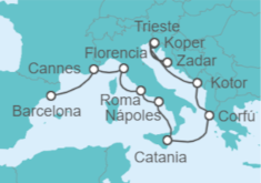 Itinerario del Crucero Desde Barcelona a Trieste (Italia) - NCL Norwegian Cruise Line