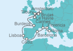 Itinerario del Crucero Desde Civitavecchia (Roma) a Le Havre (París) - NCL Norwegian Cruise Line