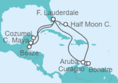 Itinerario del Crucero Curaçao, Aruba, Estados Unidos (EE.UU.), México, Belice - Holland America Line