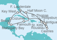 Itinerario del Crucero Caribe - Holland America Line