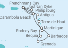 Itinerario del Crucero Santa Lucía, Antigua Y Barbuda, Saint Maarten, Martinica, San Vicente e Islas Granadinas - Seabourn