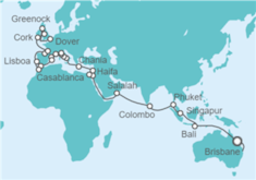 Itinerario del Crucero De Brisbane a Dover - Princess Cruises