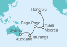 Itinerario del Crucero Travesía por Hawai, Tahití y el Pacífico Sur - Princess Cruises