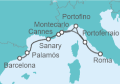 Itinerario del Crucero Italia, Mónaco, Francia, España - WindStar Cruises