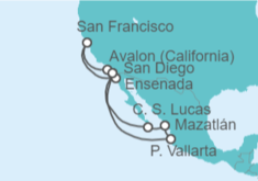 Itinerario del Crucero Costa Californiana y Riviera Mexicana - Holland America Line