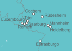 Itinerario del Crucero 4 ríos: Los valles del Neckar, Rin romántico, el Mosela y el Sarre - CroisiEurope