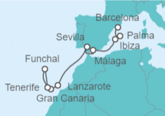 Itinerario del Crucero De Barcelona a Tenerife  - AIDA