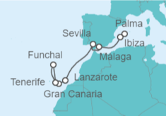 Itinerario del Crucero De Mallorca a Tenerife  - AIDA