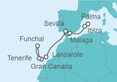 Itinerario del Crucero De Mallorca a Tenerife  - AIDA