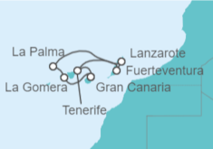 Itinerario del Crucero Islas Canarias con La Gomera - AIDA