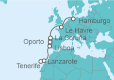 Itinerario del Crucero España, Portugal y Norte de Europa - AIDA