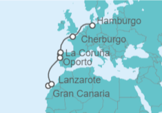 Itinerario del Crucero De Gran Canaria a Hamburgo - AIDA