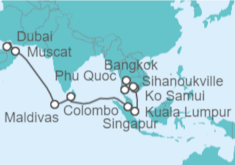 Itinerario del Crucero De Dubái a Laem Chabang  - AIDA