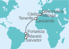 Itinerario del Crucero España, Brasil - Costa Cruceros