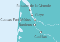 Itinerario del Crucero El Garona y el Dordoña desde Burdeos (formula puerto/puerto) - CroisiEurope