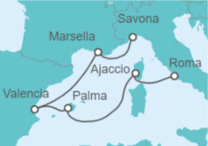 Itinerario del Crucero Francia, España - Costa Cruceros