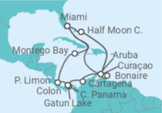 Itinerario del Crucero Curaçao, Colombia, Panamá, Costa Rica, Estados Unidos (EE.UU.), Aruba - Holland America Line