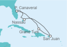 Itinerario del Crucero Caribe Oriental con Turcas y Caicos - Princess Cruises