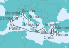 Itinerario del Crucero Italia, Grecia, España, Francia - Costa Cruceros