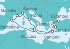 Itinerario del Crucero Mediterráneo y Turquía - Costa Cruceros